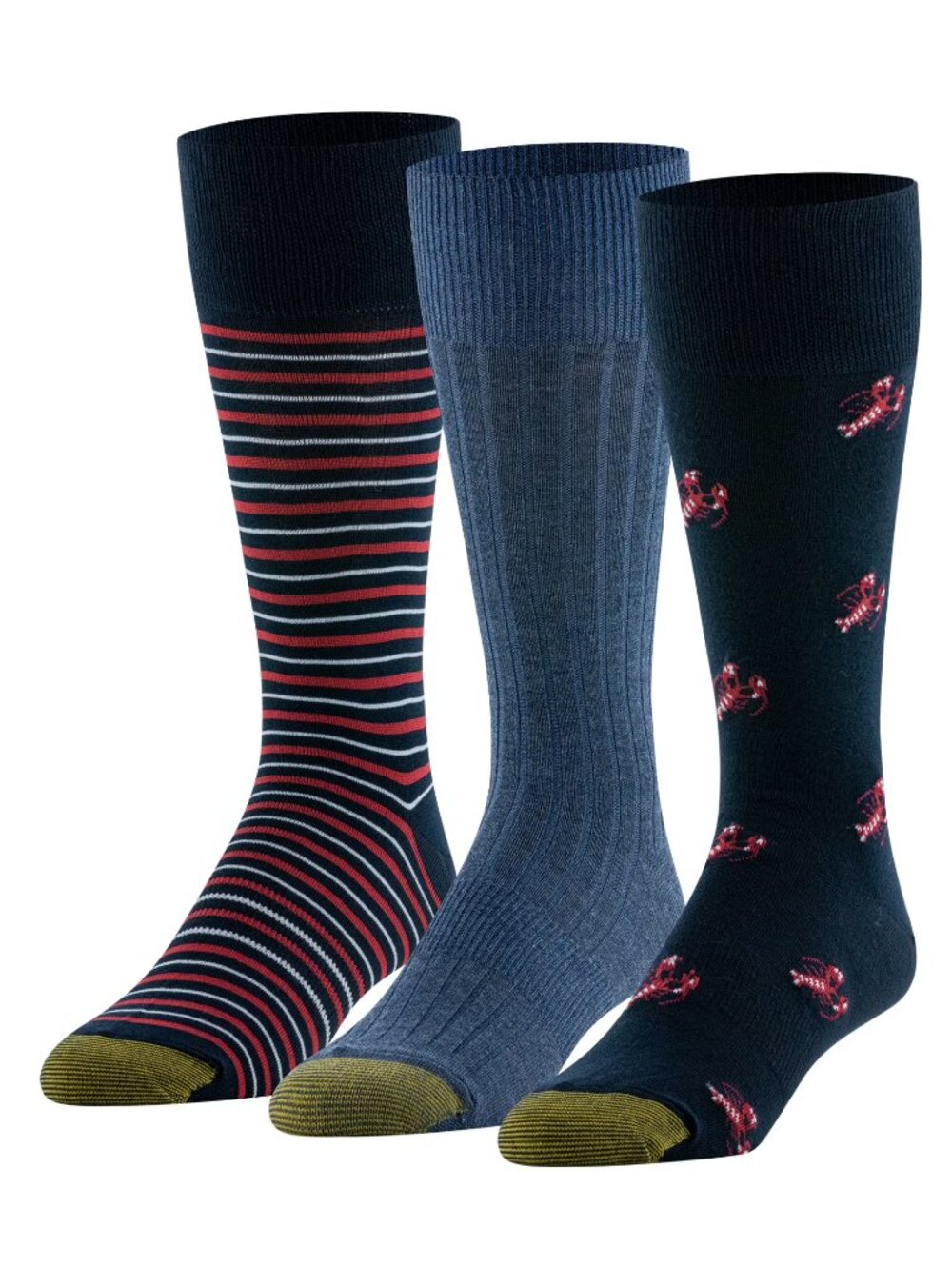 9 Pair Goldtoe Men's Casual Crew Socks Size 6-12.5 Argyle, Flamingos, Lobster - Picture 4 of 11